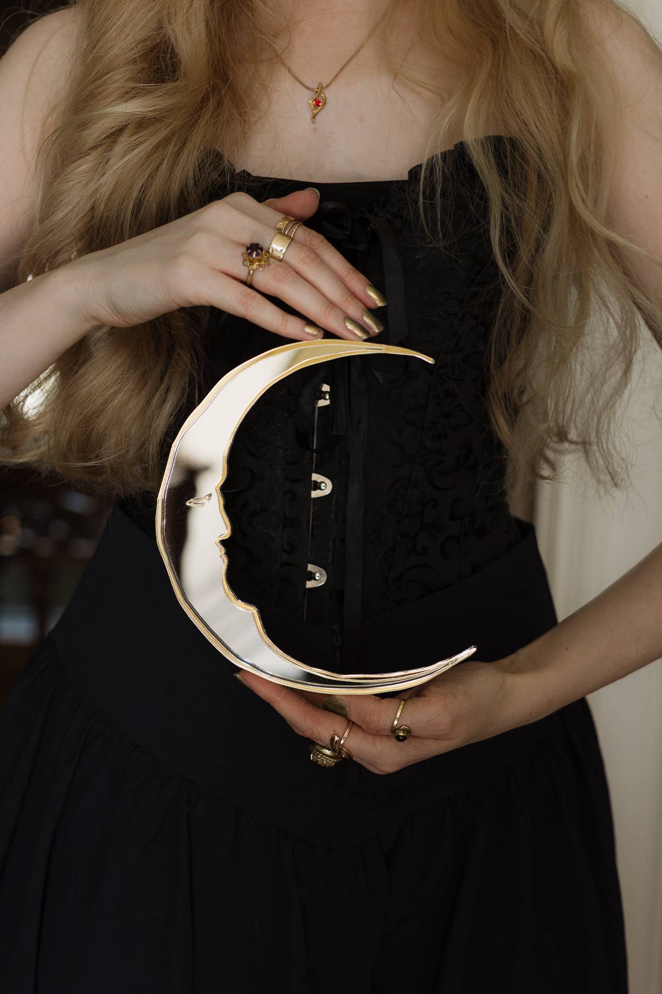 Suzanne Oddy Small Moon Wall Mirror – Gothic Acrylic Celestial Decor