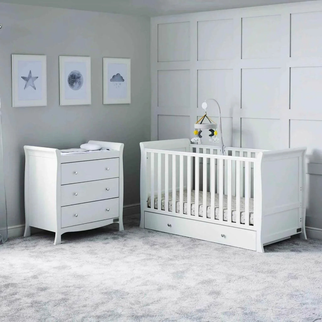 Ickle Bubba Snowdon Classic 2 Piece Furniture Set White - Premium Pocket Sprung Mattress