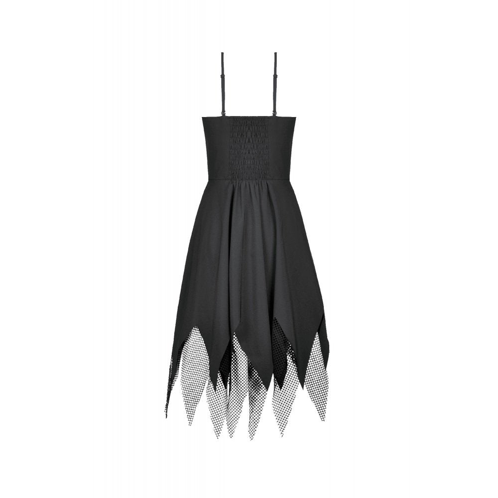 Dark in Love Black Punk Sleeveless Dress with Chains and Mesh