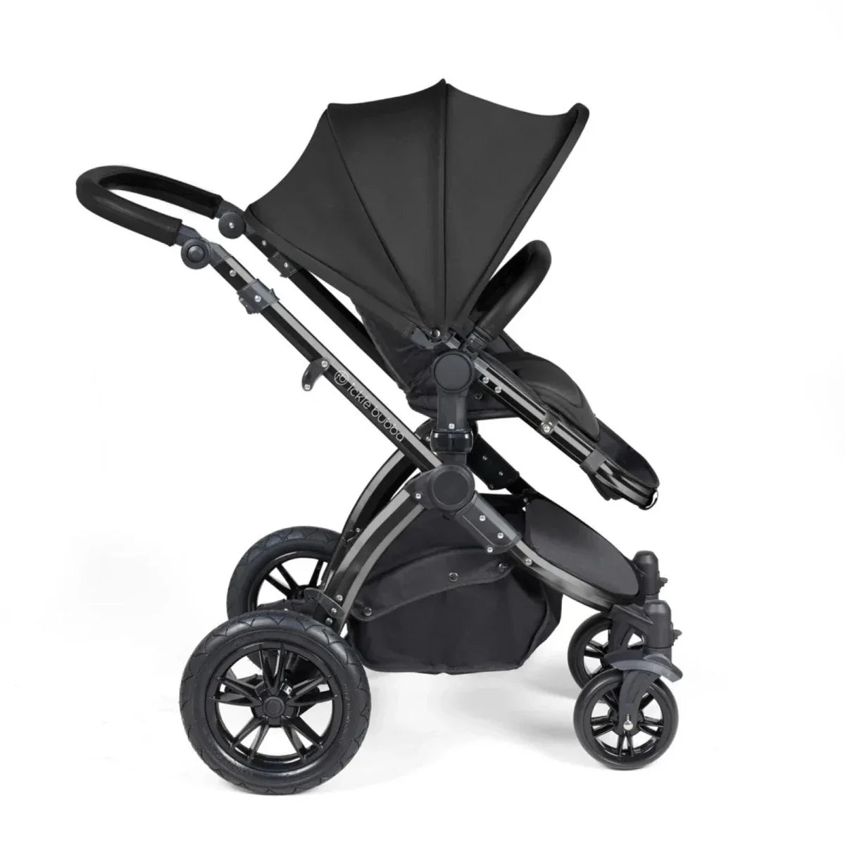 Ickle Bubba Stomp Luxe Travel System with i-Size Stratus Car Seat & ISOFIX Base 12 pcs - Black & Midnight & Black
