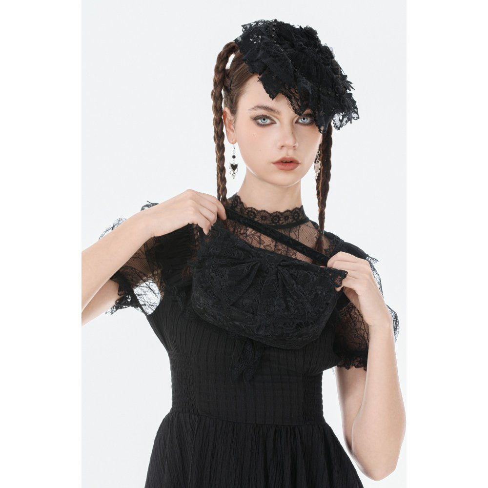 Dark In Love Victoria Mini Handbag – Black Lace & Satin Goth Bag
