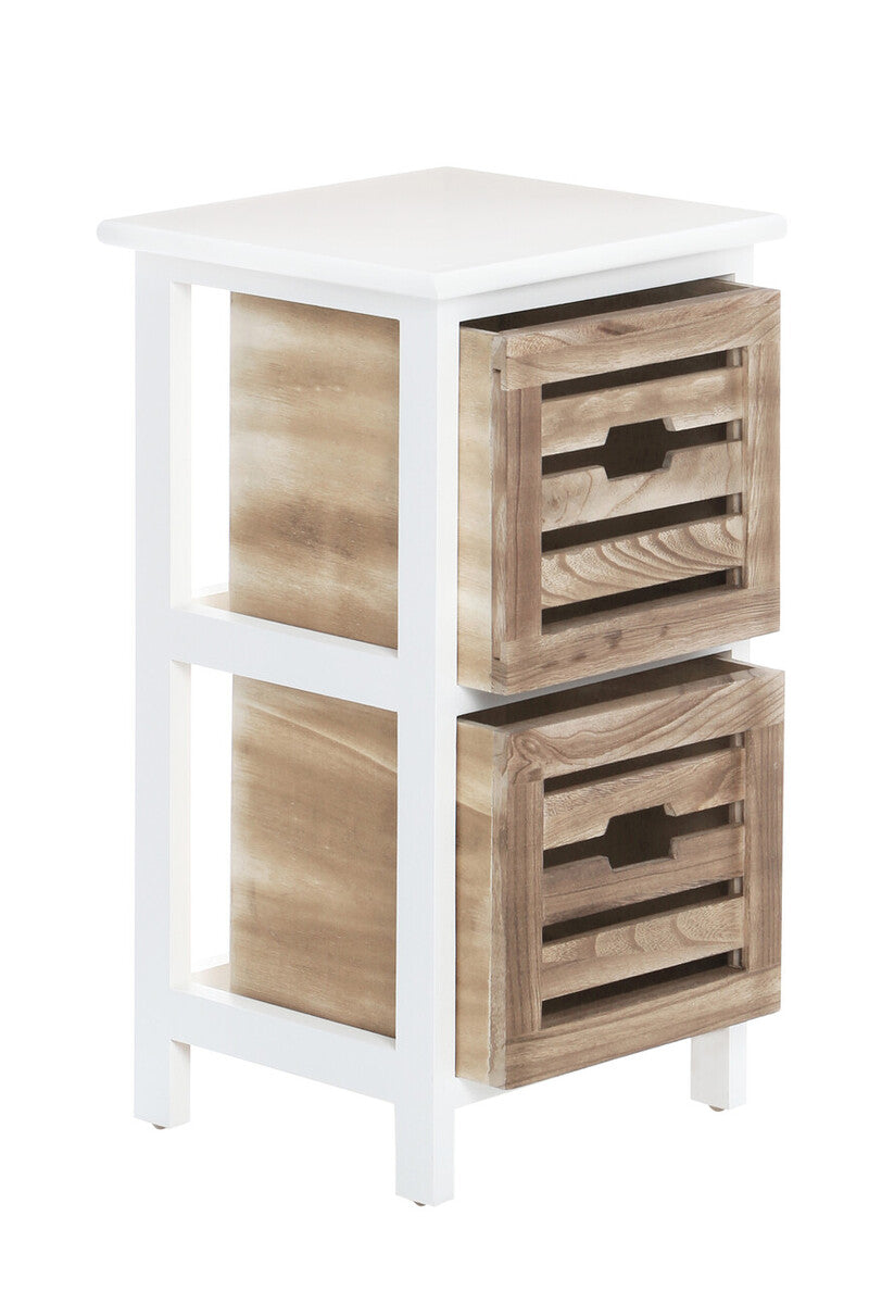 Orsina Portsmouth 2 Drawer Chest – White and Natural Wood Nightstand