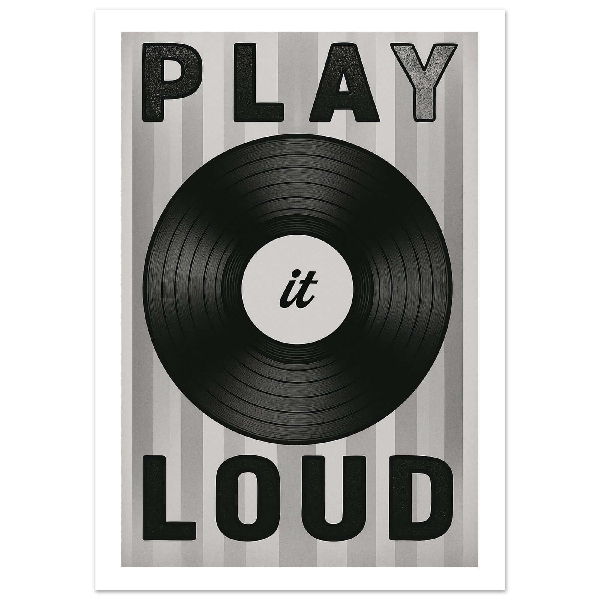 Play It Loud Vinyl Record Wall Art – Retro Music Poster for Studio & Home Decor