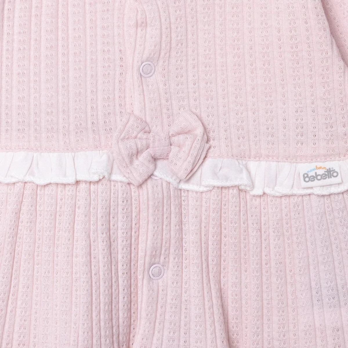 Bebetto Girls Cardigan & Footed Trousers Set Bow Print Long - Pink