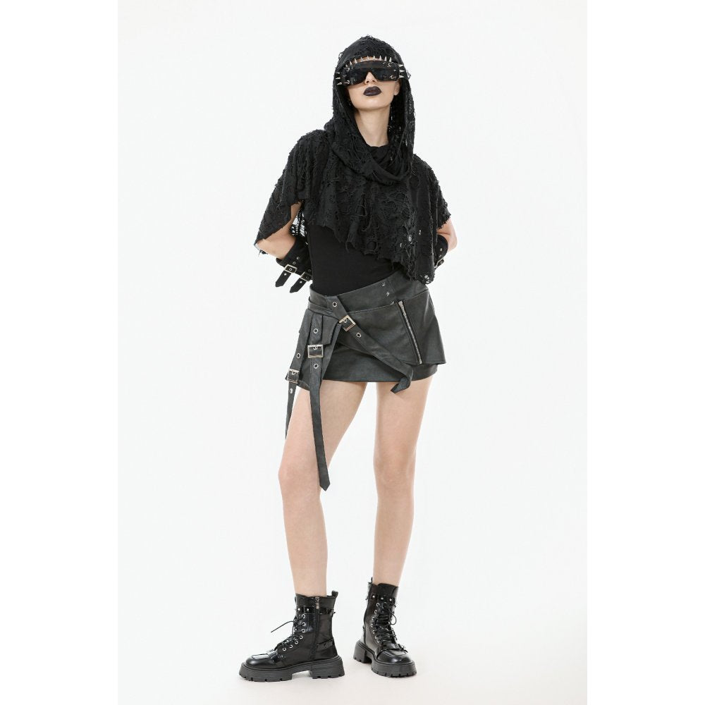 Dark in Love Nyx Distressed Shredded Hooded Poncho | Gothic Lace Cape