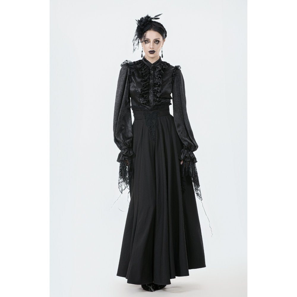 Dark in Love Gloria Black Floor-Length Corset Skirt – Gothic Lace