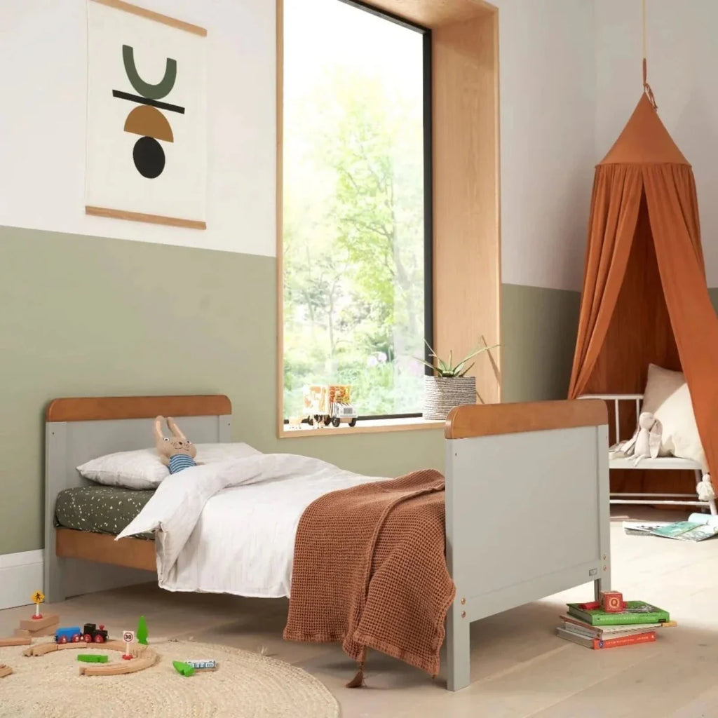 Tutti Bambini Rio Cot Bed with Cot Top Changer & Mattress - Dove Grey/Honey Oak