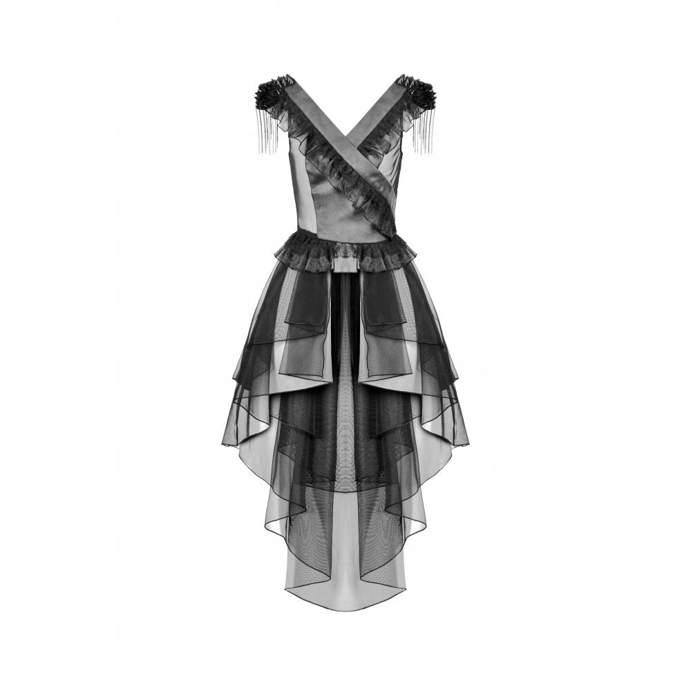 Dark in Love Seraphina Goth Dress – Tiered Mesh & Ruffle High-Low