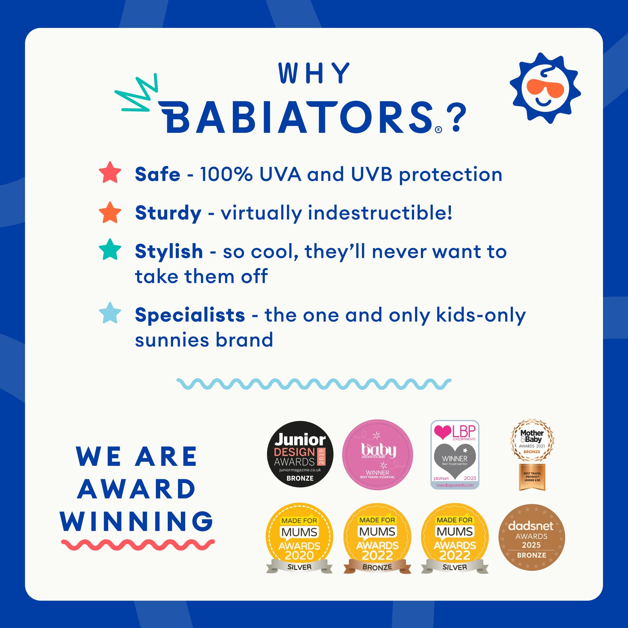 Babiators Kids Navigator Sunglasses – UV Protection – Totally Turquoise