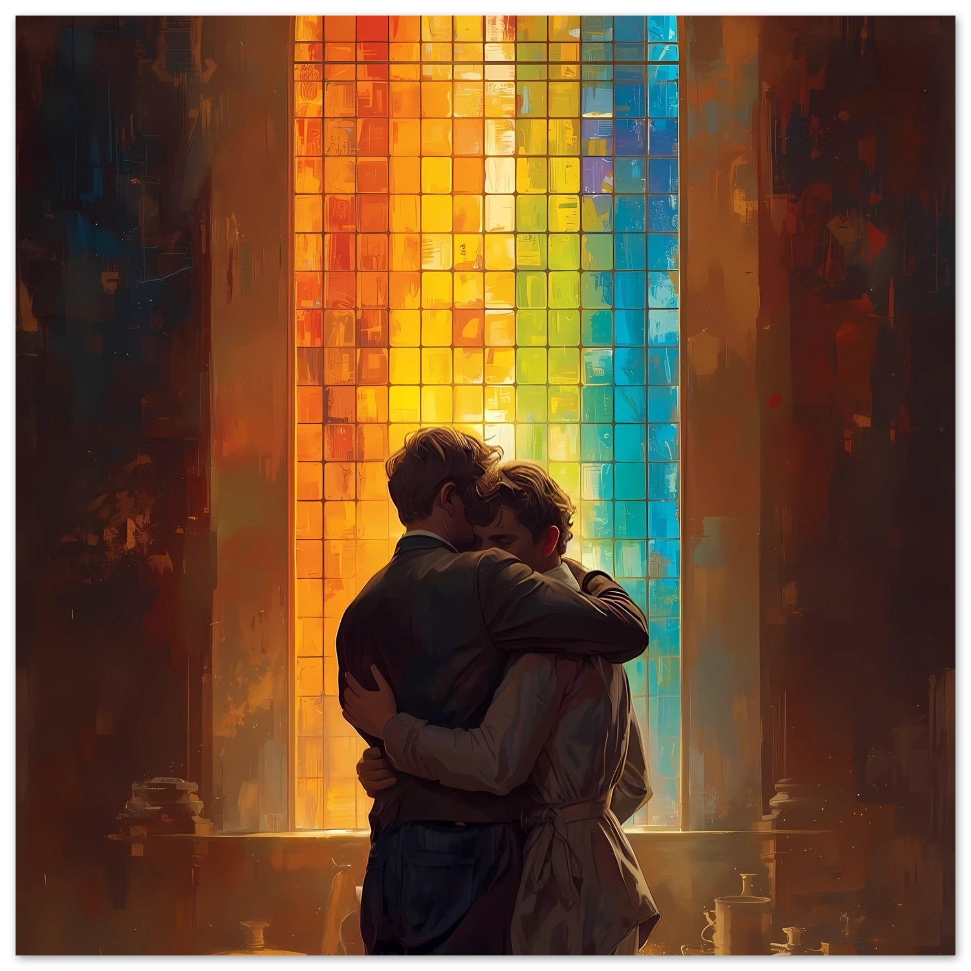 Rainbow Window Poster – Love and Unity Art Print - Vibrant Wall Decor