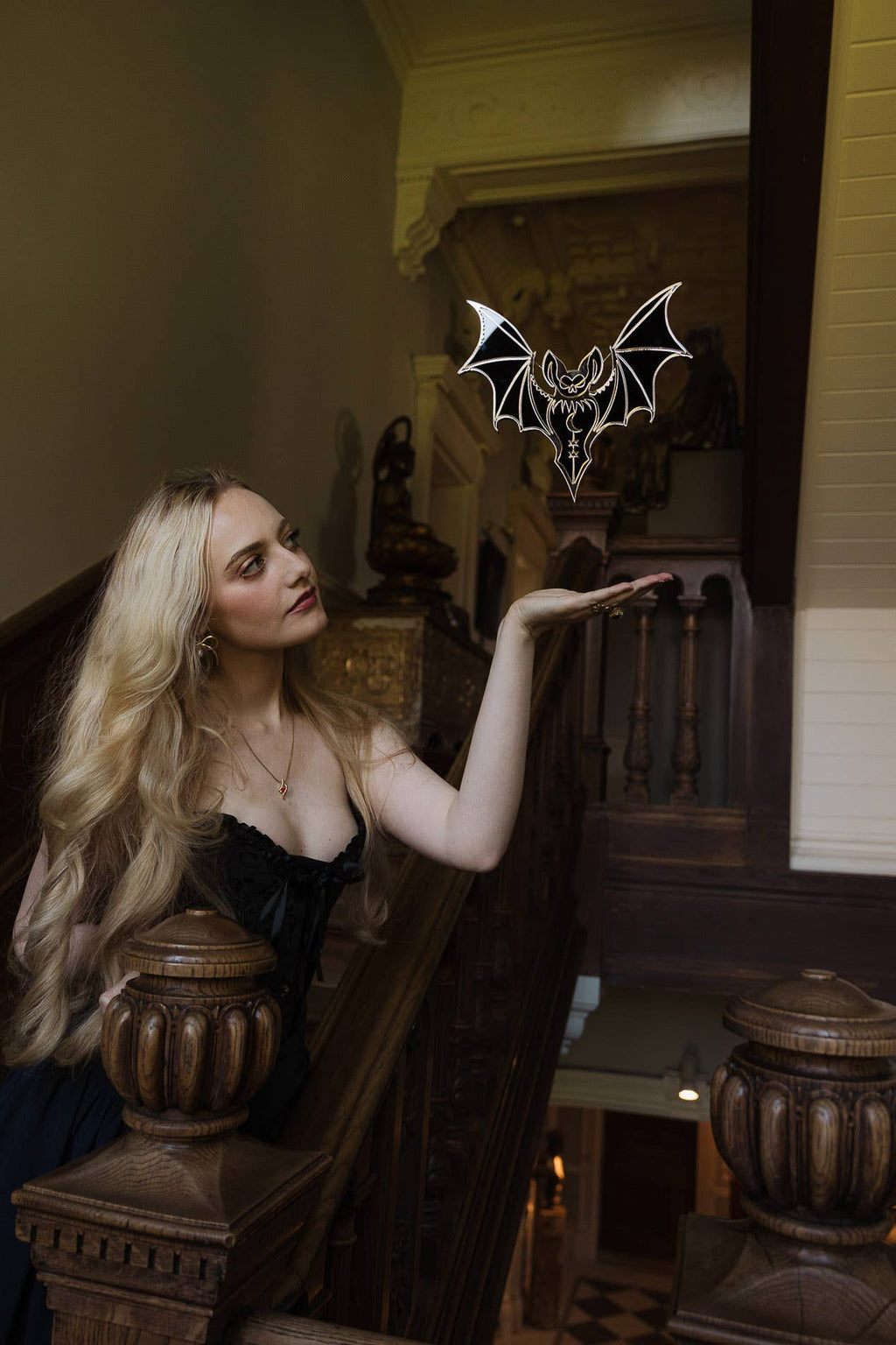 Suzanne Oddy Bat Wall Mirror – Gothic Acrylic Home Decor - 24cm