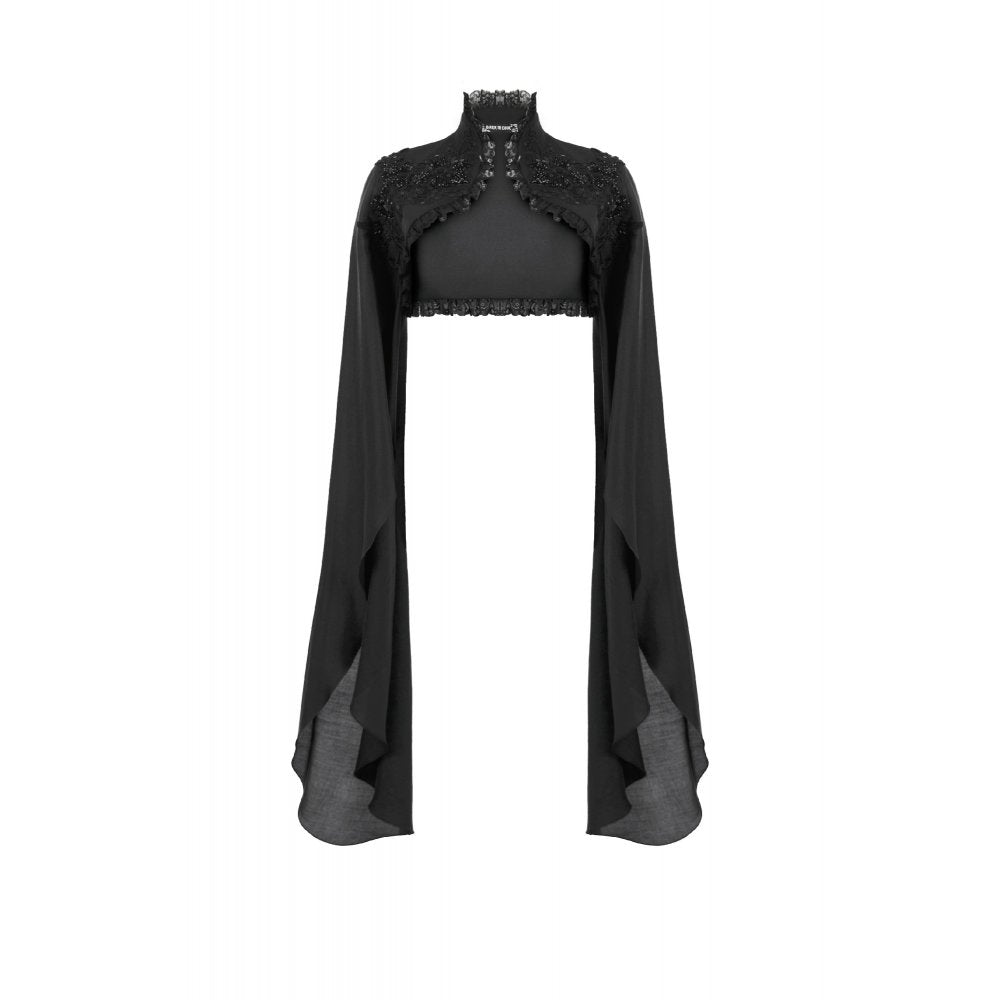Dark in Love Erzsébet Gothic Lace Cape Shrug – Black Victorian Capelet
