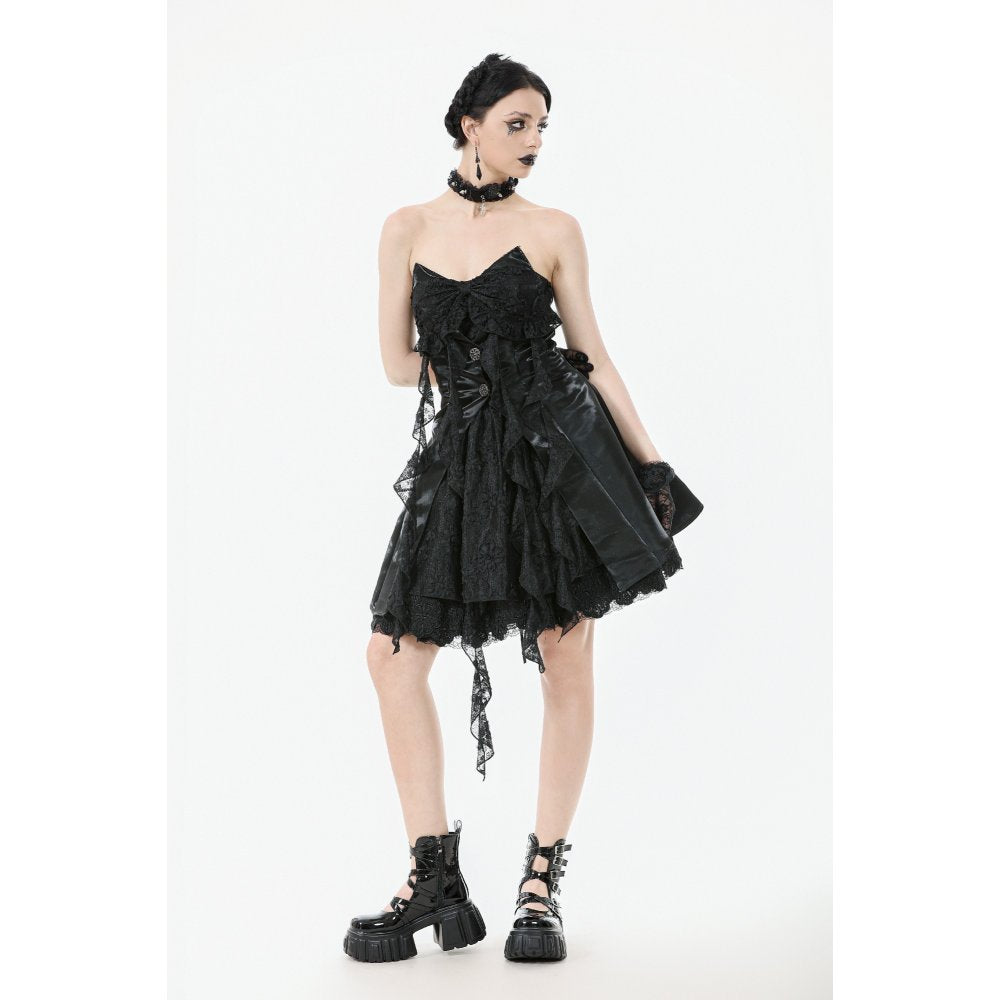 Dark in Love Sabine Gothic Layered Mini Dress | Lace Sweetheart Style