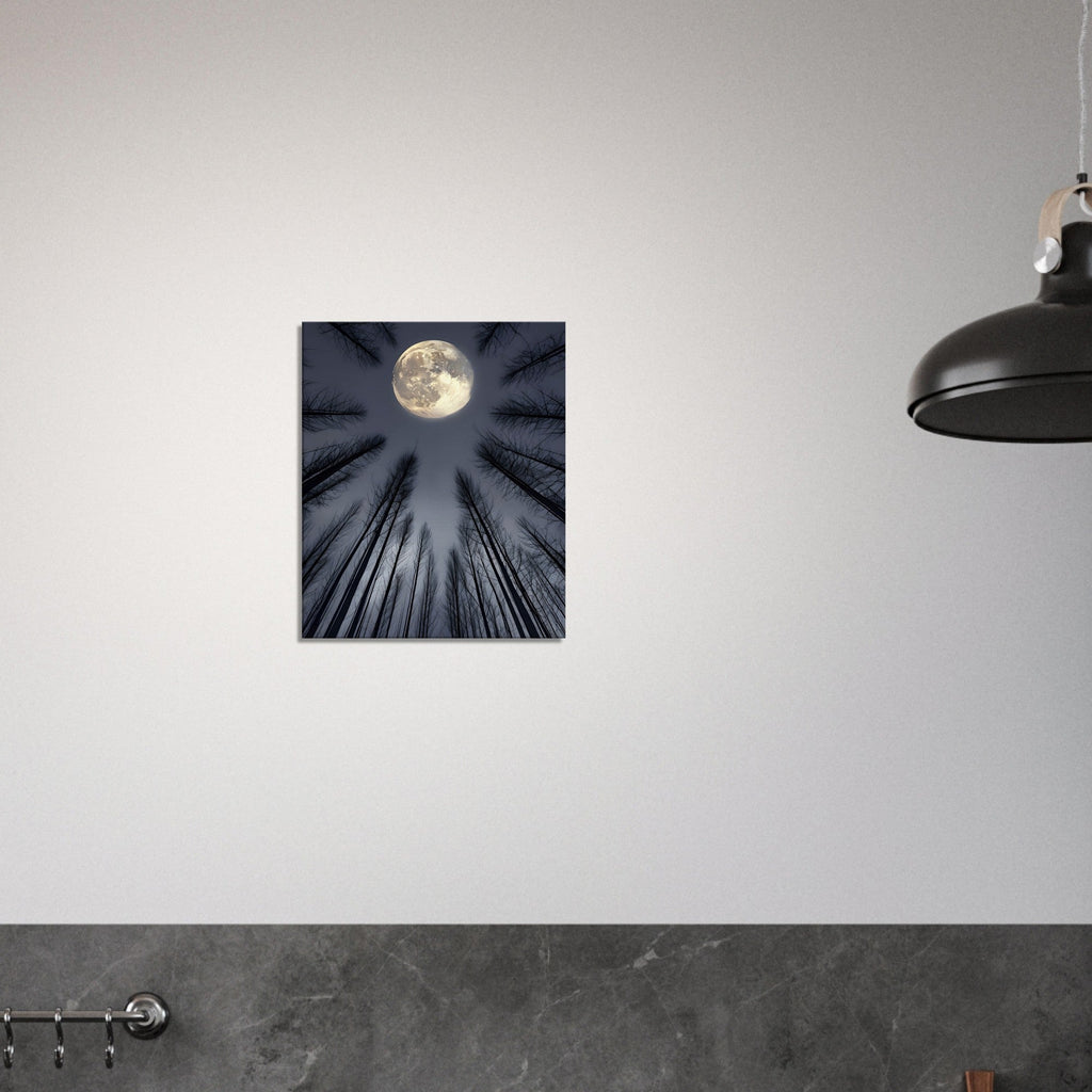 Ethereal Night Landscape Canvas – Glowing Moon & Forest Scene