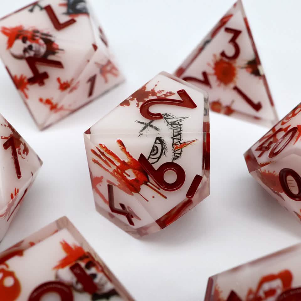 Touch of Death | Sharp Edge Dice | Resin | 7 Piece Set
