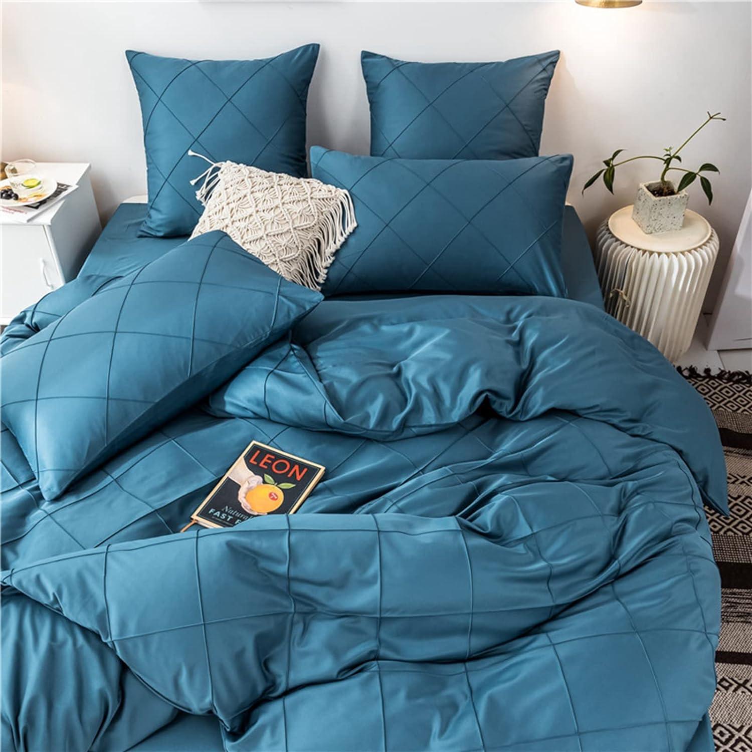 HAVOP King Size Duvet Cover Set | Beige Embossed Stripe Microfiber