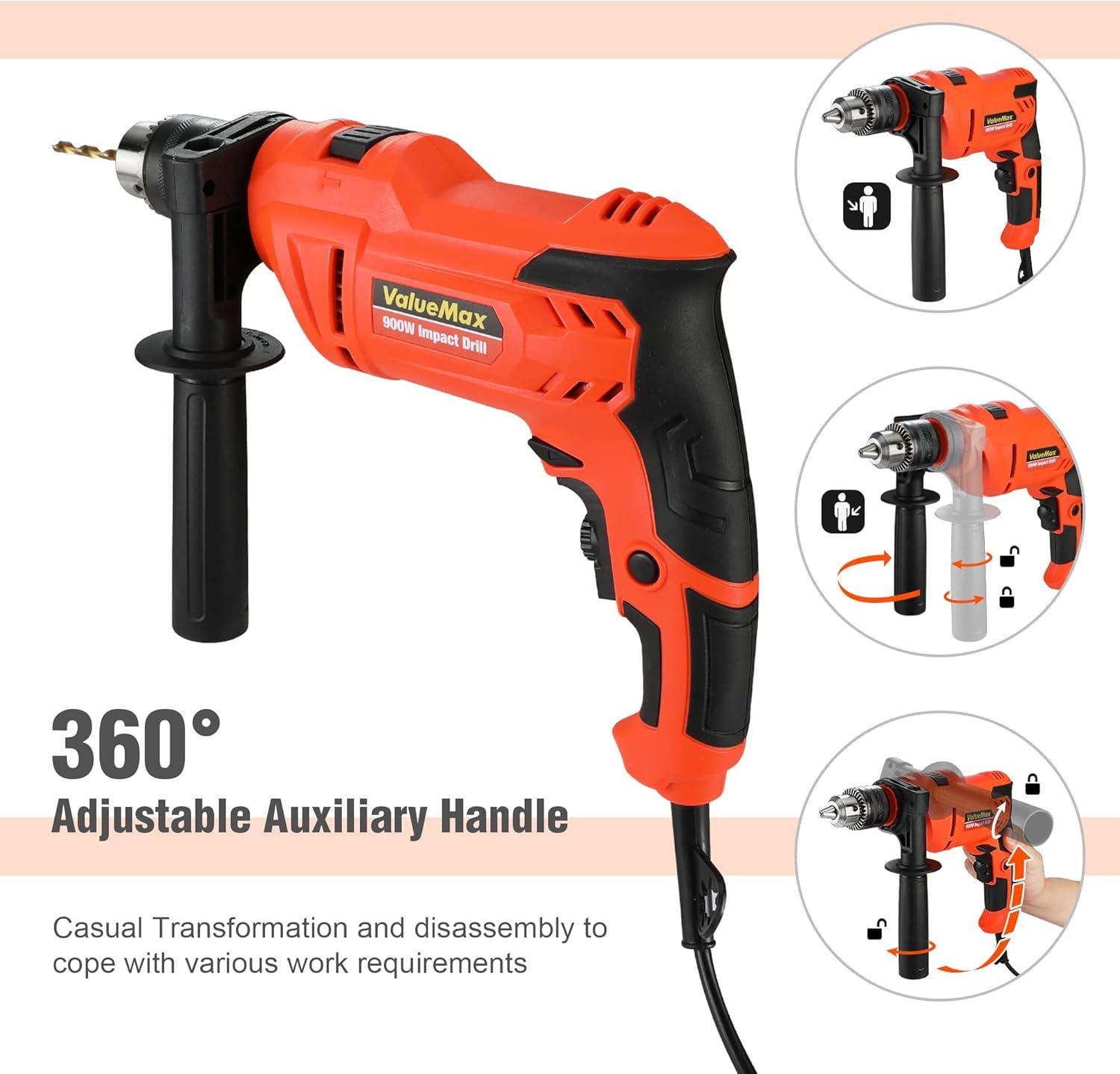 ValueMax 900W Corded Impact Drill - 13mm Chuck Variable Speed Combi Tool