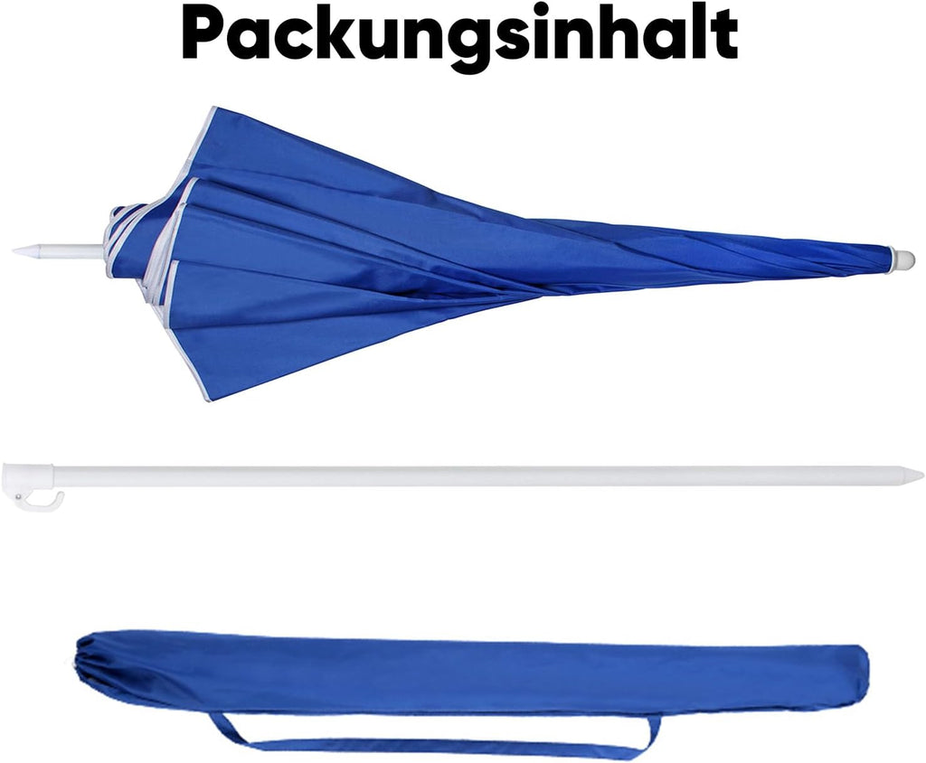 Sekey 1.6m Tilting Beach Umbrella | UV20+ Portable Sun Shelter – Blue