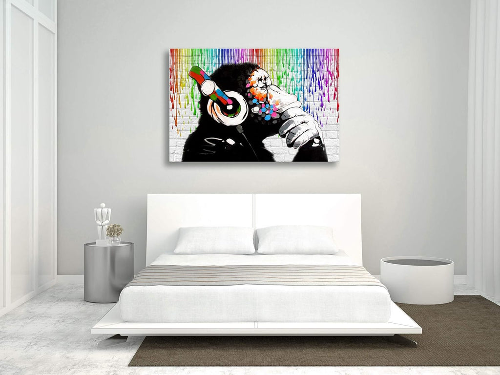 Massive Discounts Banksy Monkey Street Art Canvas Print - 24x16 Inch