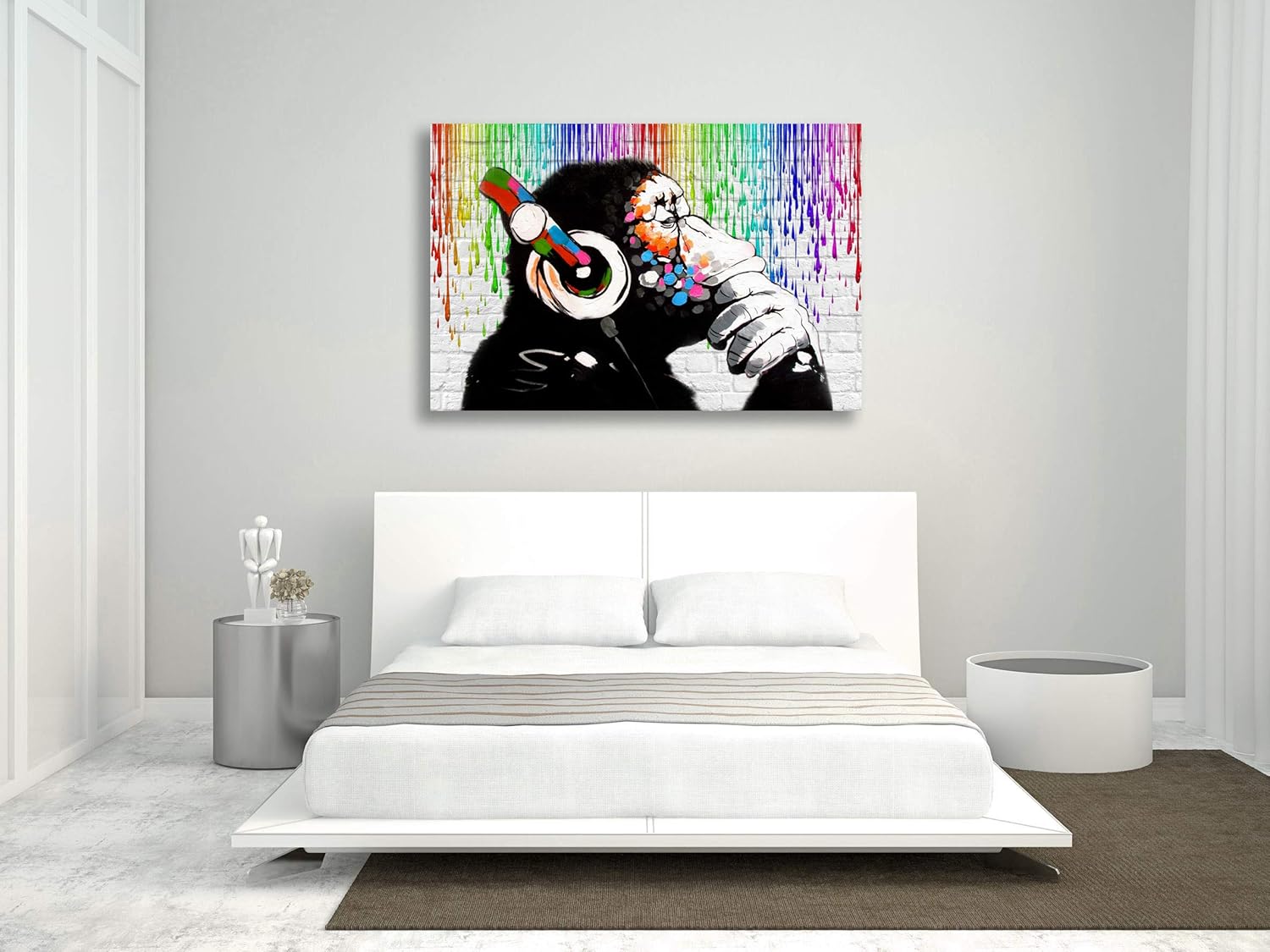 Massive Discounts Banksy Monkey Street Art Canvas Print - 24x16 Inch