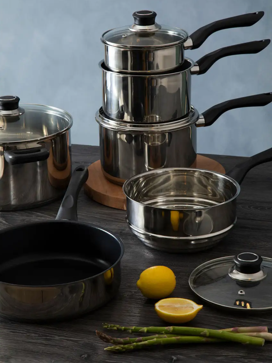 Orsina Crosse 6 Piece Stainless Steel Cookware Set with Steamer Pot