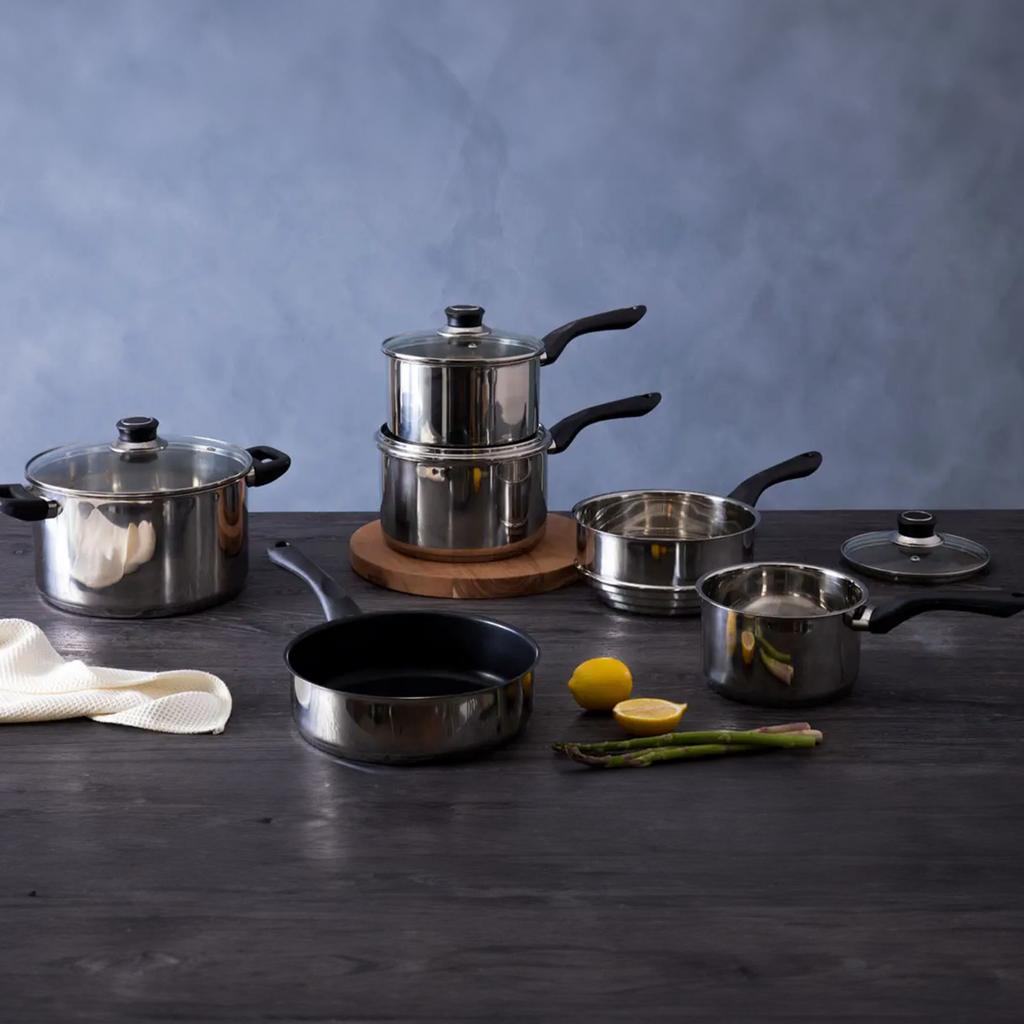Orsina Crosse 6 Piece Stainless Steel Cookware Set with Steamer Pot