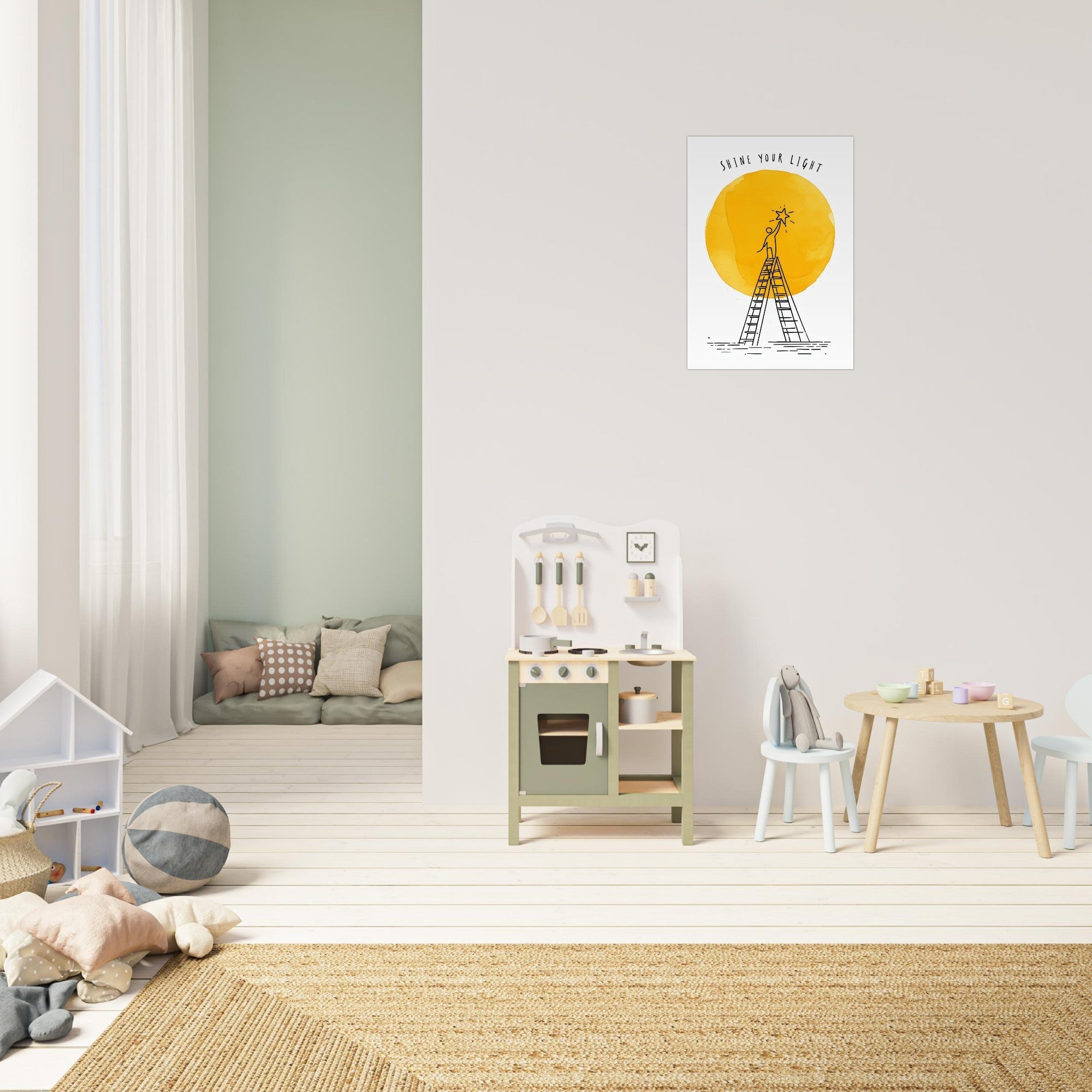 Shine Your Light Poster - Minimalist Inspirational Wall Art - Motivational Print for Home & Office Decor