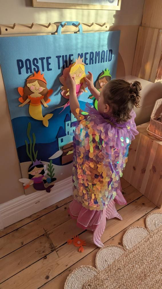 Back in stock: Paste The Mermaid Felt Play Board-Magical Dress up activity for girls