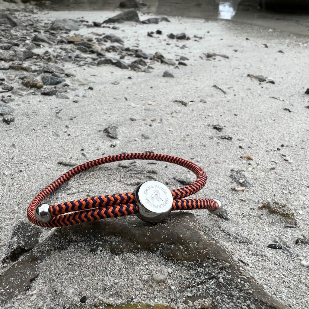 Swole Panda Recycled Rope Bracelet – Blue & Orange Zigzag Unisex