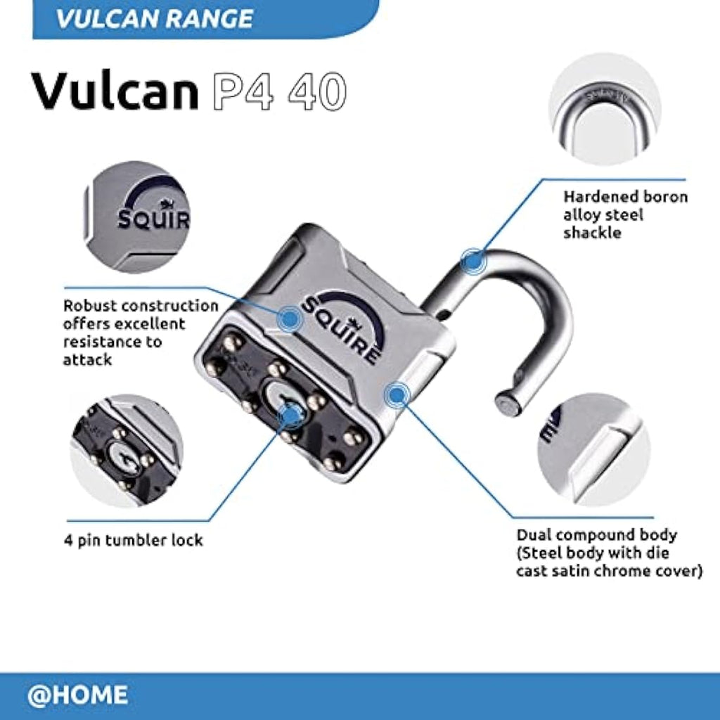 Squire Vulcan P4/40 Heavy Duty Padlock – Weatherproof Steel, 40mm