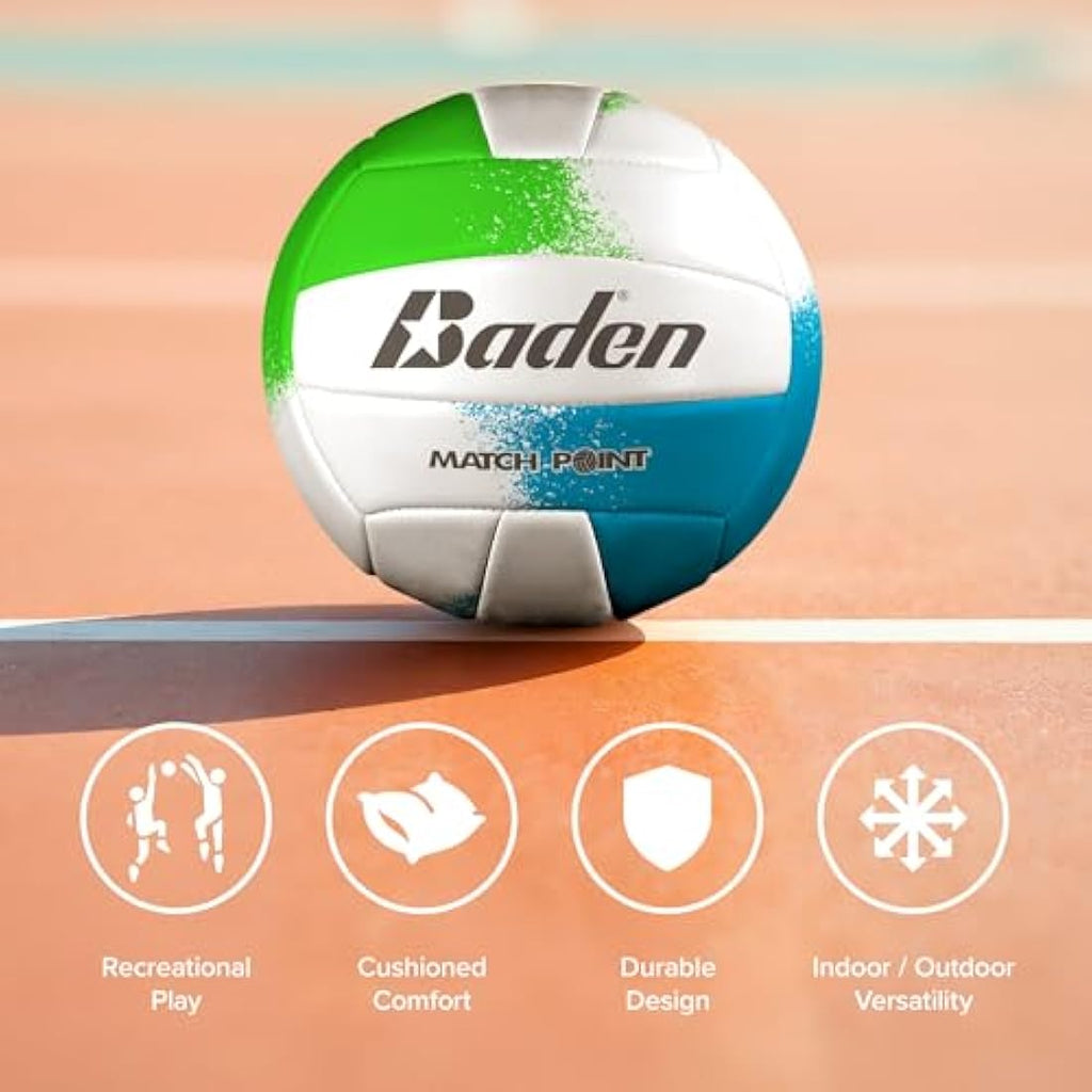 Baden Match Point Volleyball – Official Size 5 Cushioned Synthetic Leather