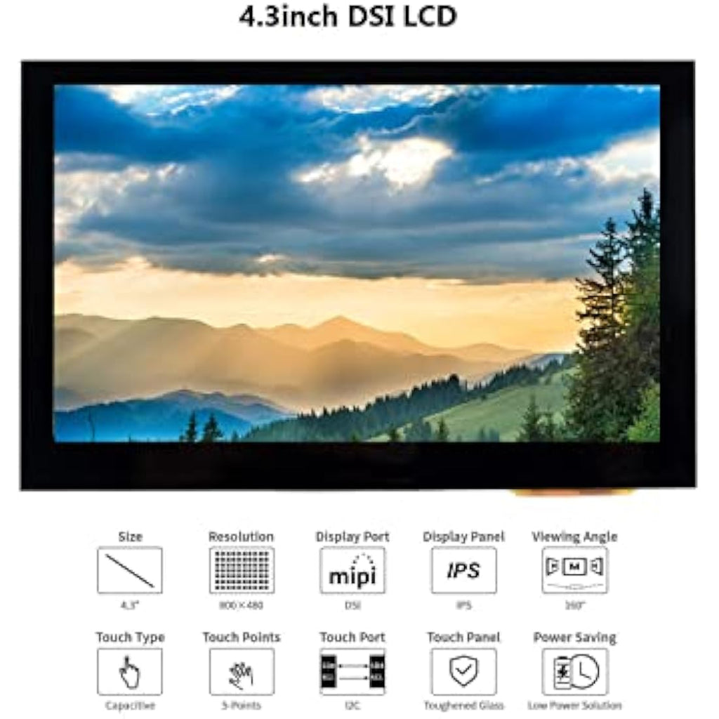 4.3" DSI LCD Touch Screen | 800x480 IPS Monitor for Raspberry Pi