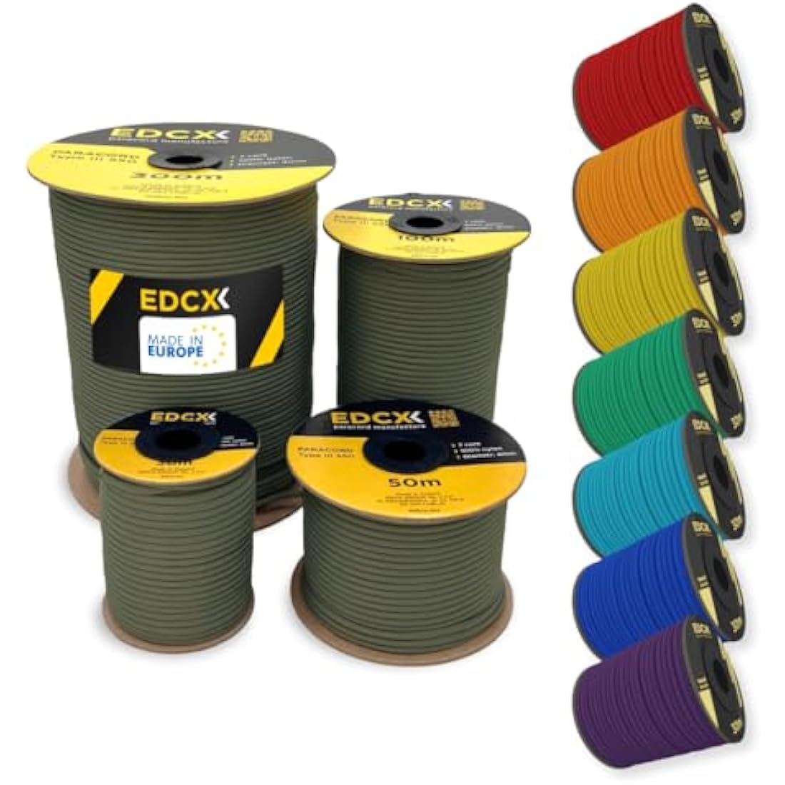 EDCX 550 Paracord – 4mm 7-Strand Nylon Rope for Camping and DIY