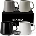 MIAMIO Ceramic Coffee Mugs Set of 4 | 420ml Stoneware Cups - Classic Pastel