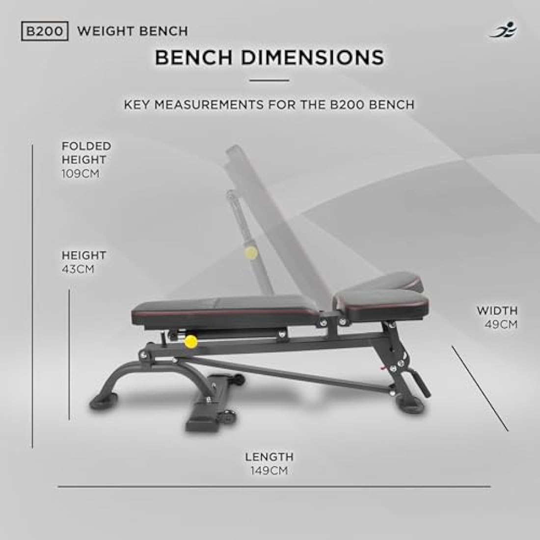 JLL B200 Adjustable Weight Bench – Foldable 200kg Heavy-Duty Home Gym