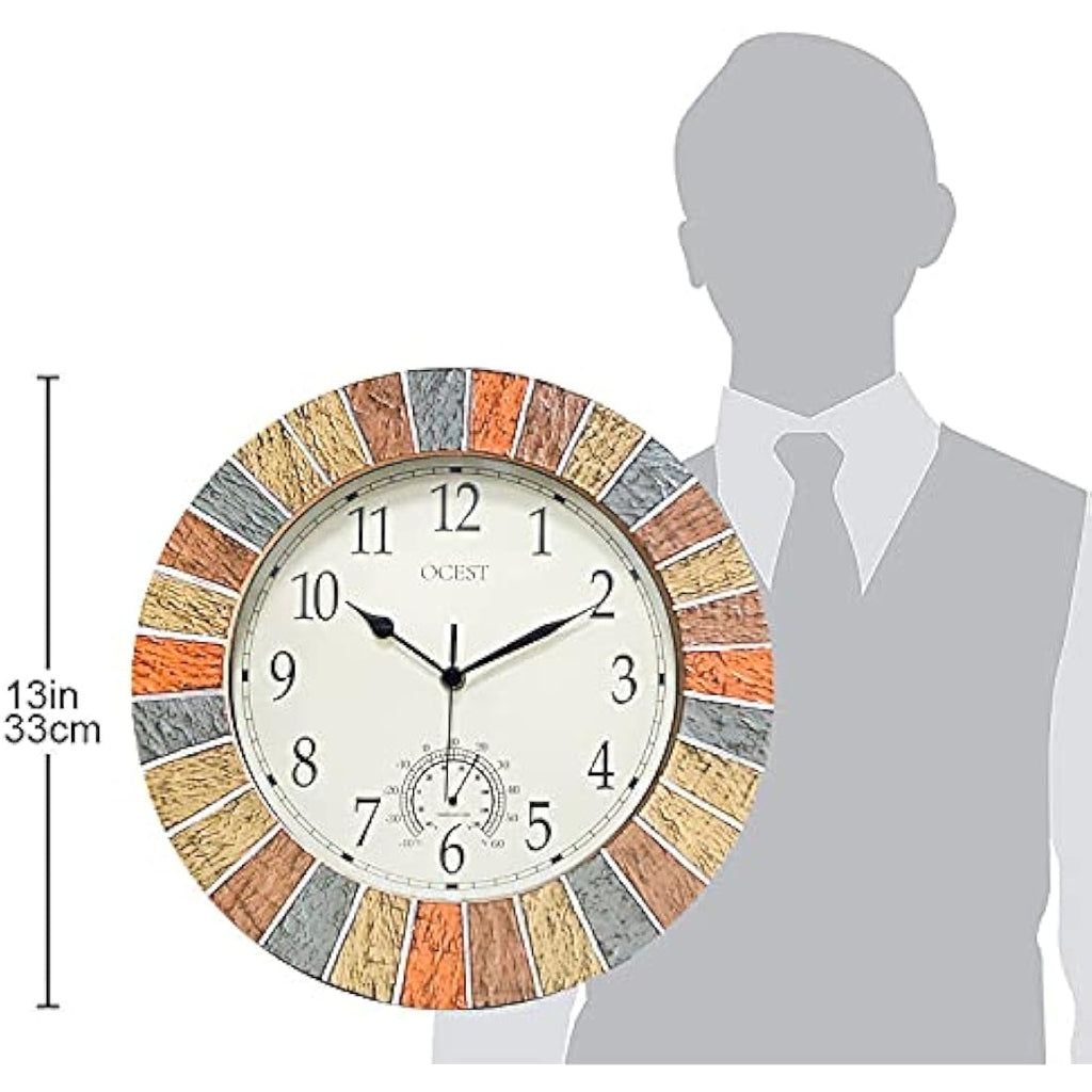 Jolof Store 13-Inch Outdoor Wall Clock | Waterproof Silent Garden Clock