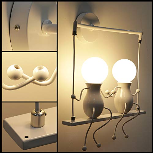 KAWELL Humanoid Creative Wall Light – Modern Iron E27 Sconce for Kids Room