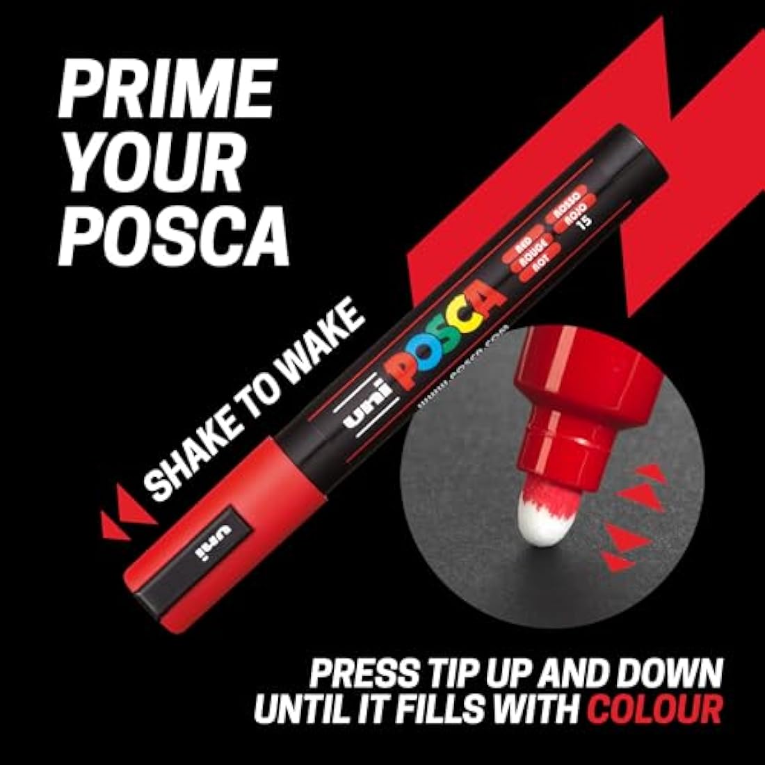 Posca PC-5M Medium Acrylic Paint Markers – 16 Pack Multi-Surface Pens