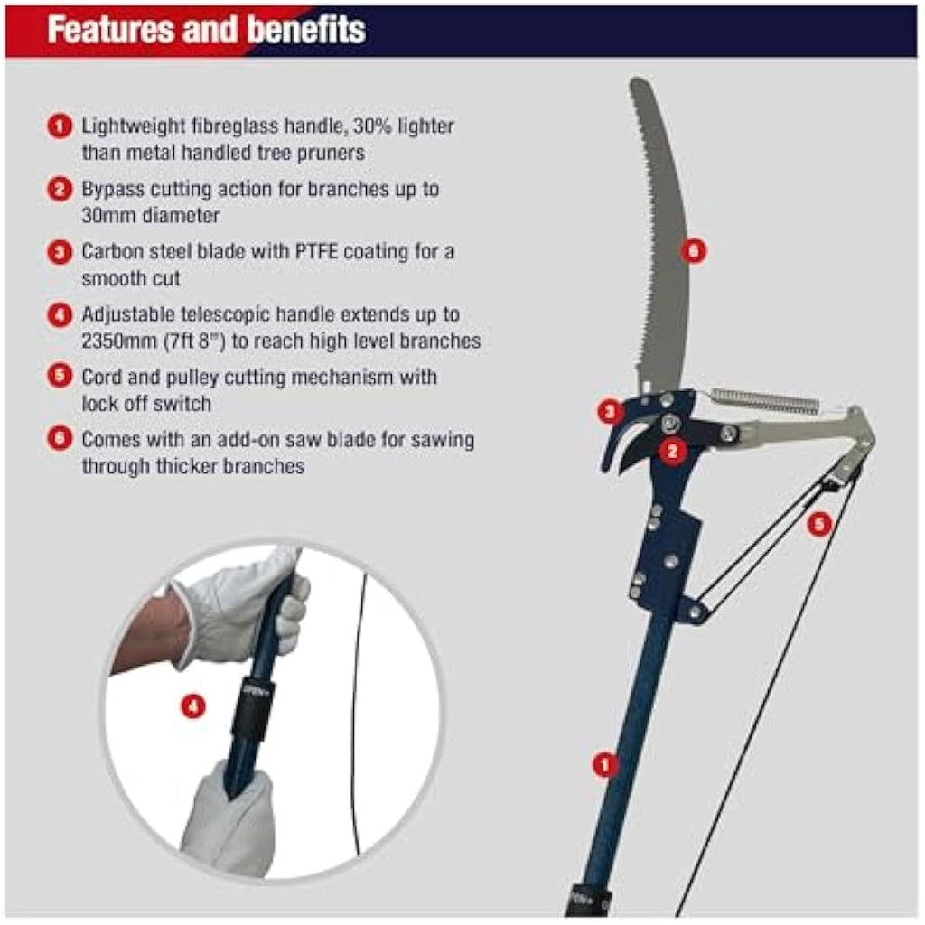 Spear & Jackson Lightweight Telescopic Tree Pruner with 13" Saw