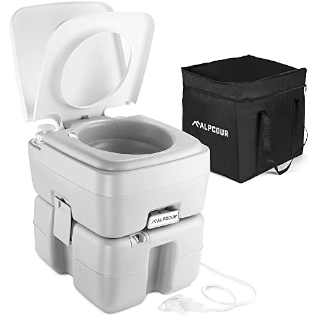 Alpcour Portable Toilet – 5.3 Gallon Camping Commode with Piston Pump Flush