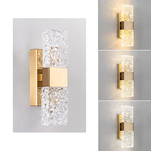 KRIPINC Crystal LED Wall Light – Gold Water Ripple Luxury Sconce