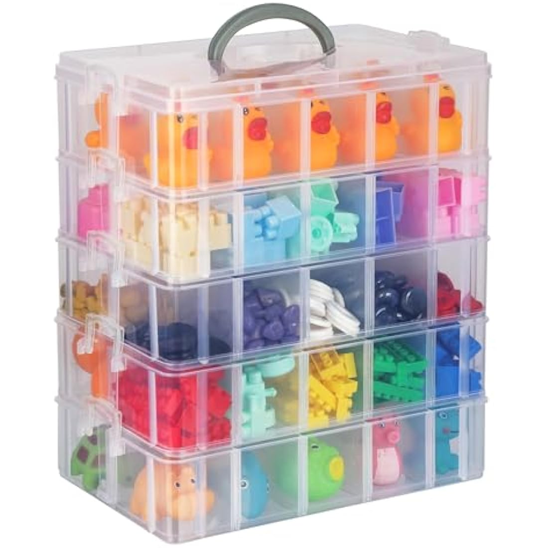 Belle Vous 5-Tier Craft Storage Box | 50-Compartment Plastic Organiser