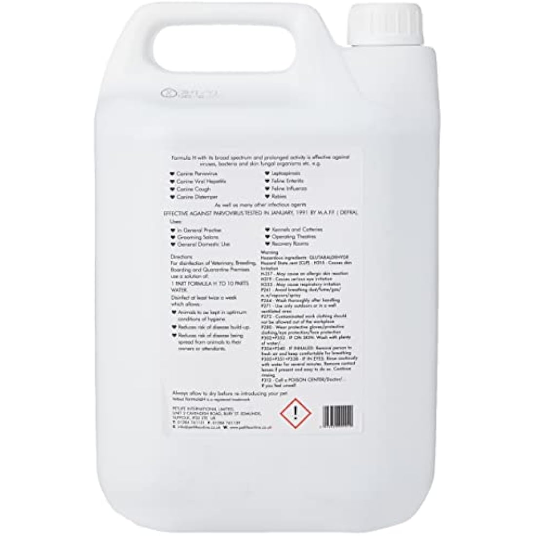 Formula H Petlife Concentrated Pet-Safe Disinfectant - 5 Litre