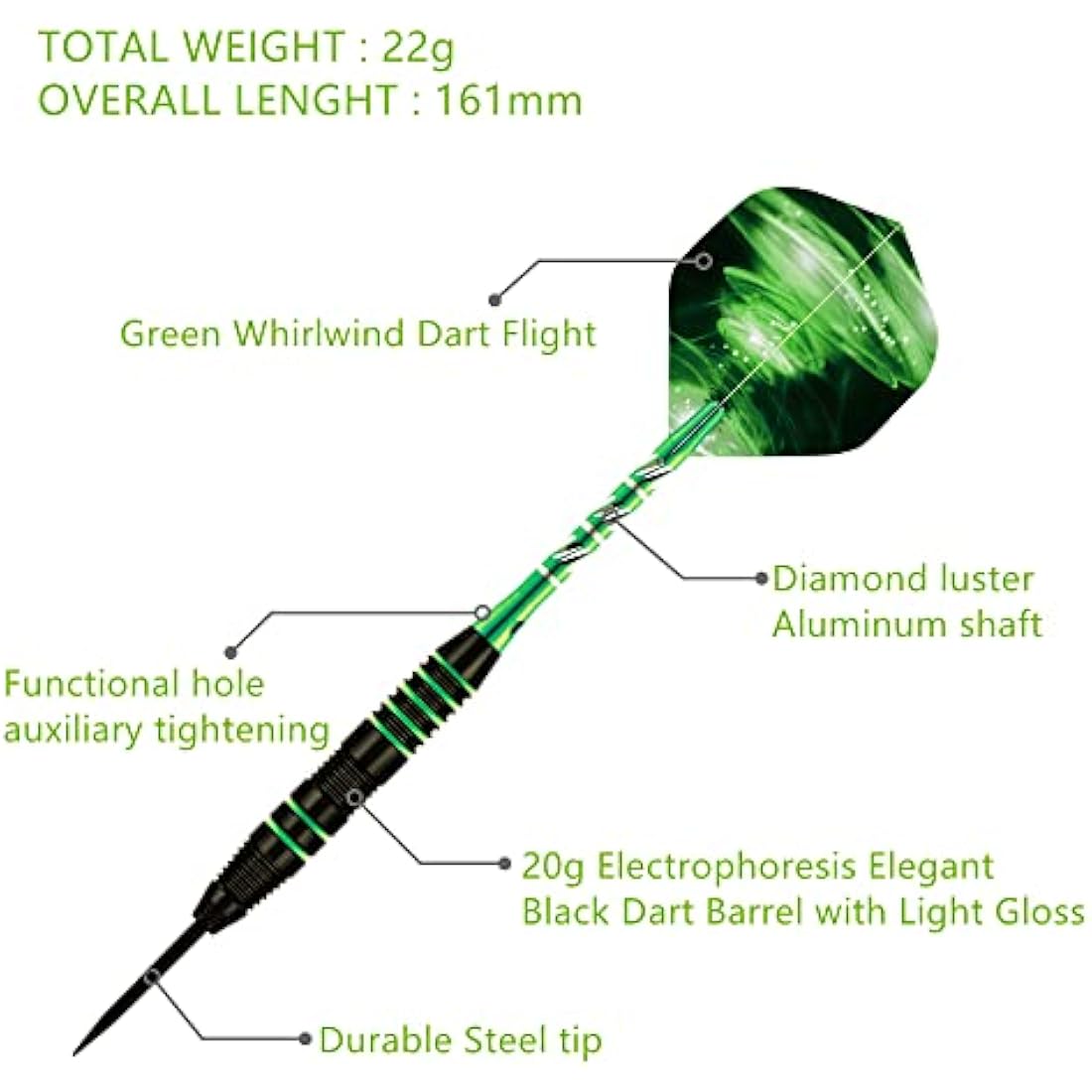 Steel Tip Darts Set | 22g Brass Barrels & Aluminum Shafts