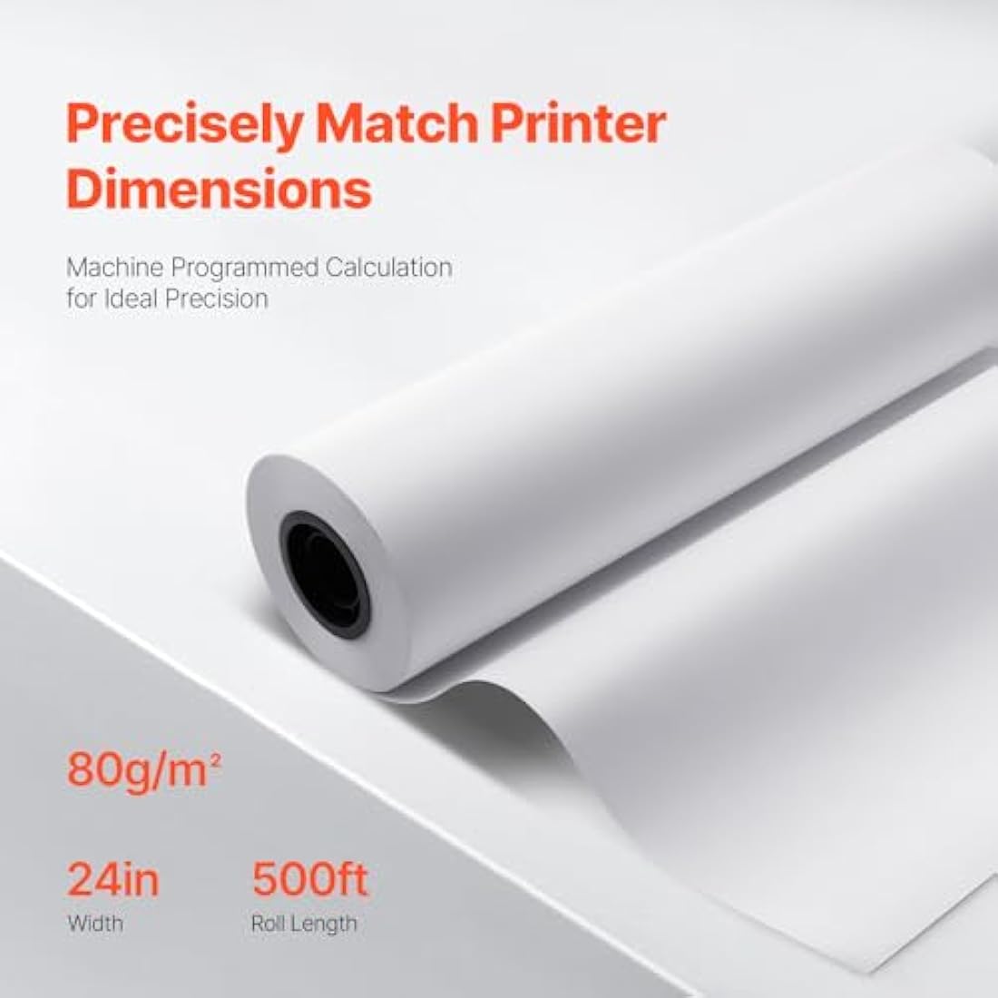 VEVOR 24" x 500' Plotter Paper | 20 LB CAD Bond Rolls with 3" Core, 2 Pack