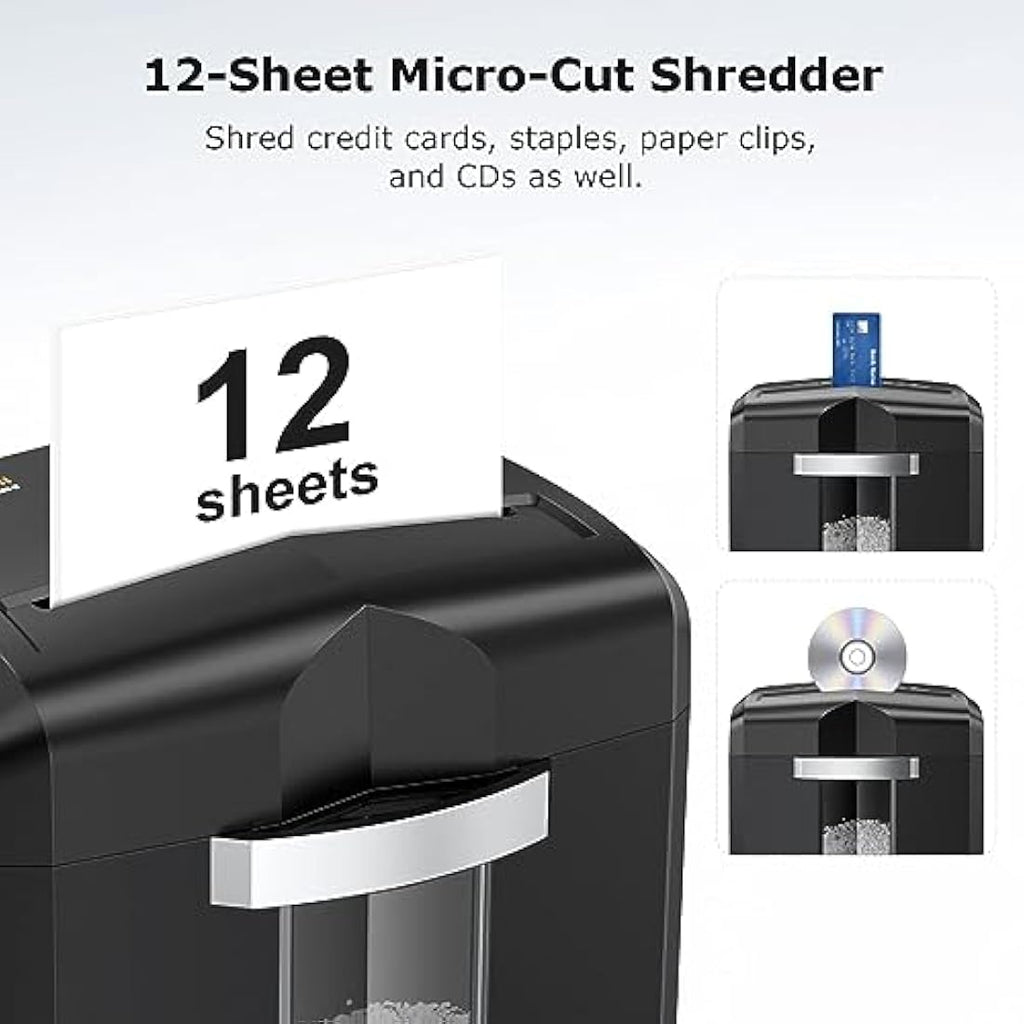 Bonsaii 12-Sheet Micro-Cut Paper Shredder | 60-Min Heavy Duty (C266-B)