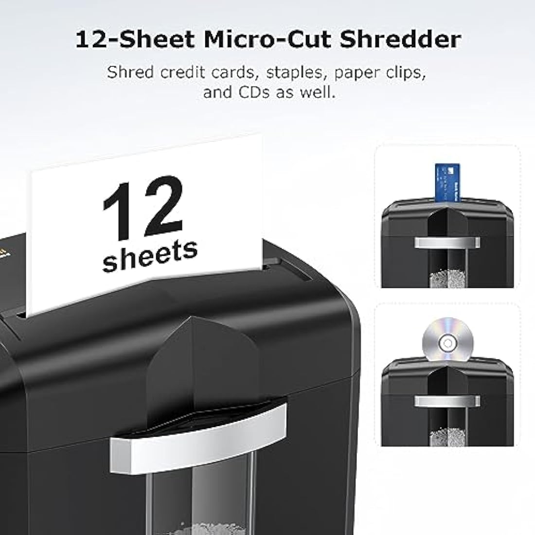 Bonsaii 12-Sheet Micro-Cut Paper Shredder | 60-Min Heavy Duty (C266-B)