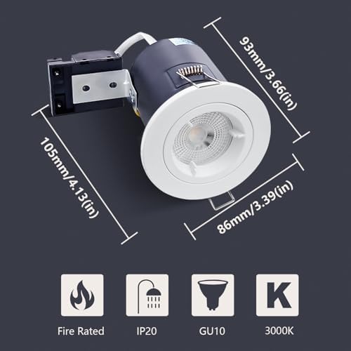Jolof Store 90-Min Fire Rated LED Downlights | 4-Pack 5W 6000K White