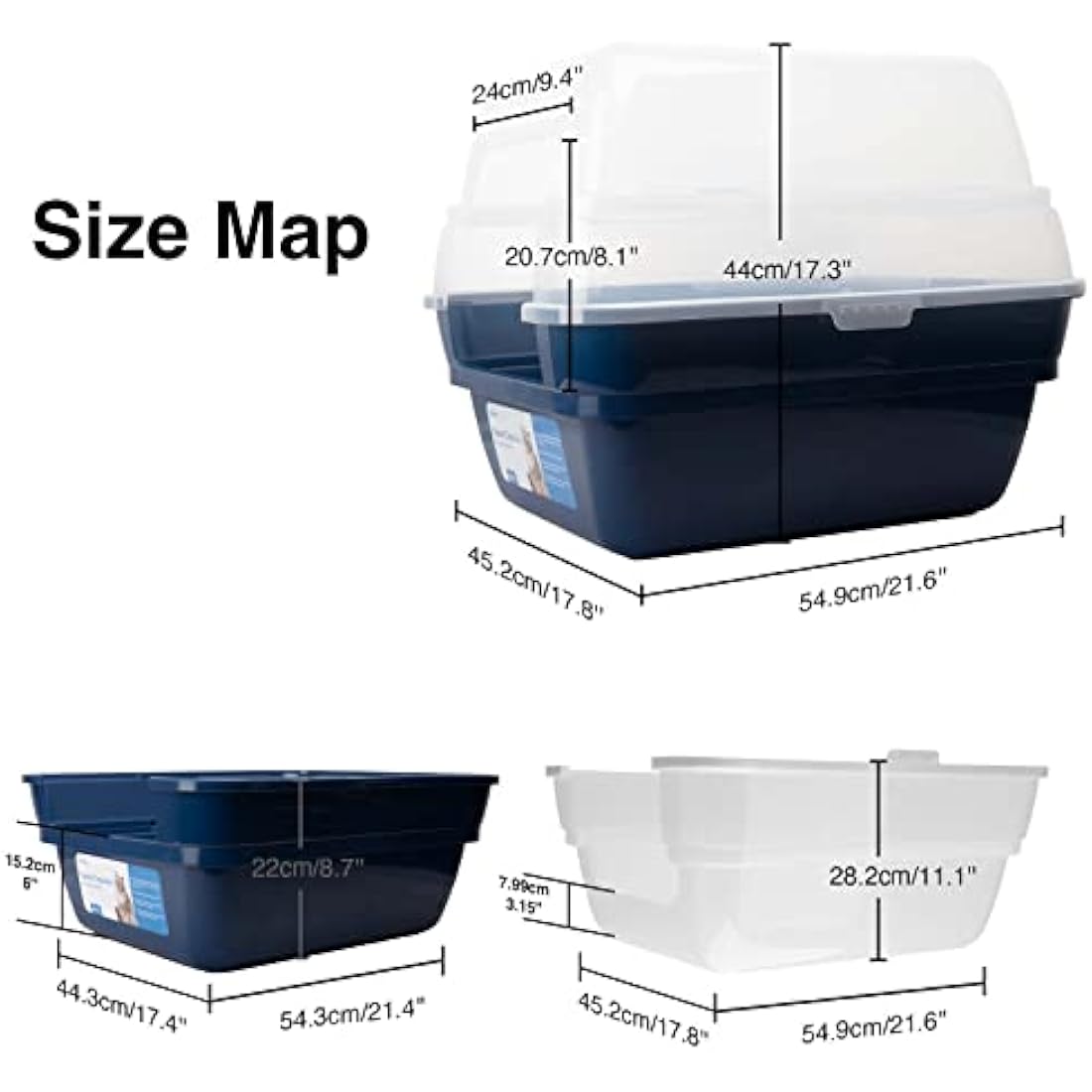 Petfamily 3-in-1 Cat Litter Box – Large Foldable Hooded Anti-Leak Tray