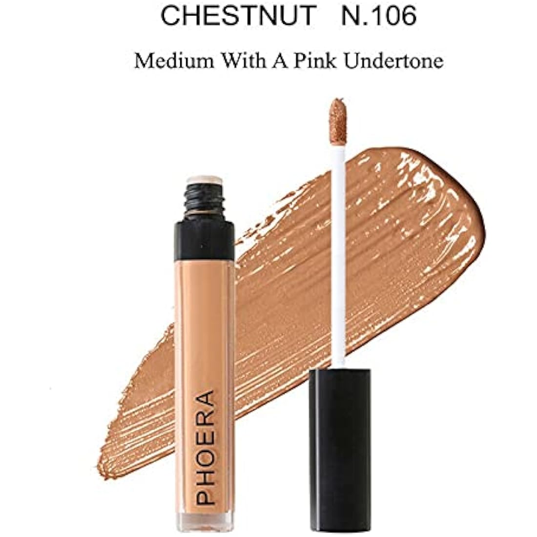 Phoera Full Coverage Matte Liquid Concealer – Waterproof (106 Chestnut)